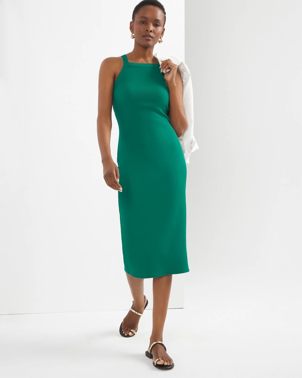 WHBM FORME Rib Cutout Midi Dress White House Black Market
